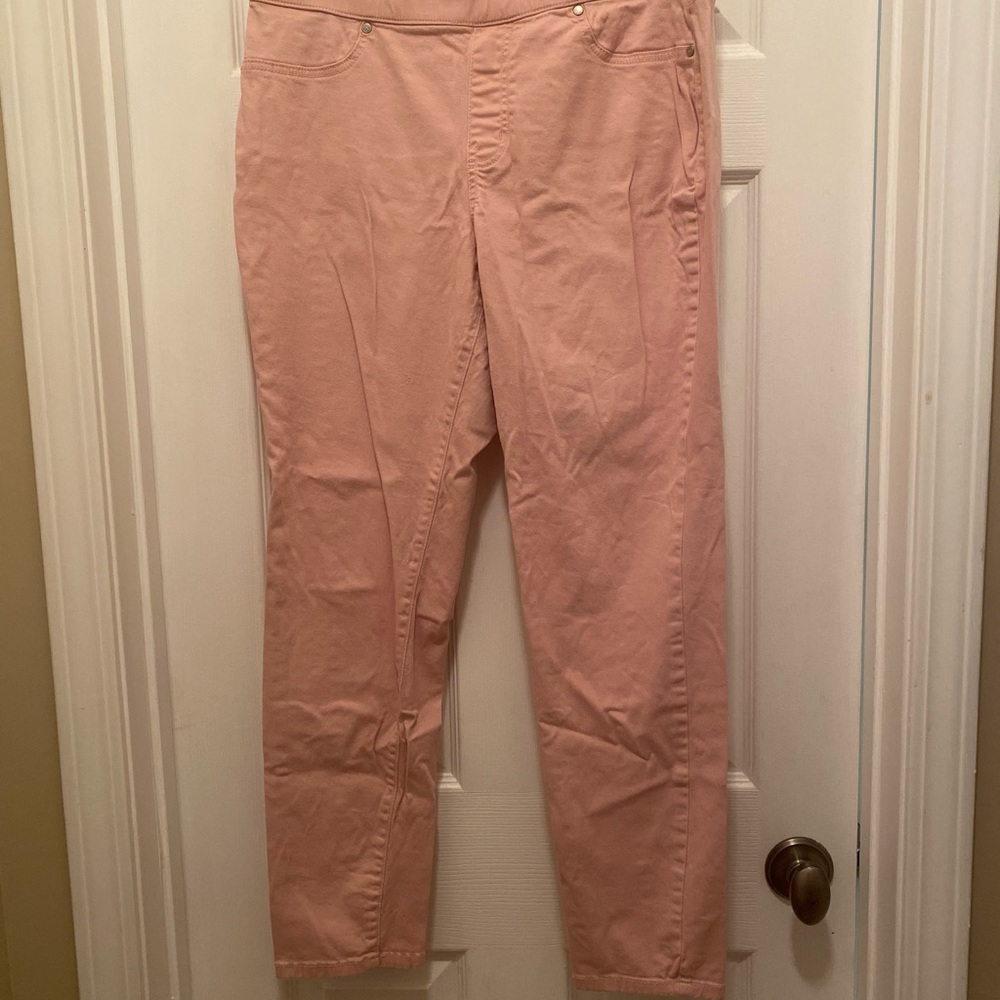 New Directions Pink Pull-On Skinny Ankle Pants